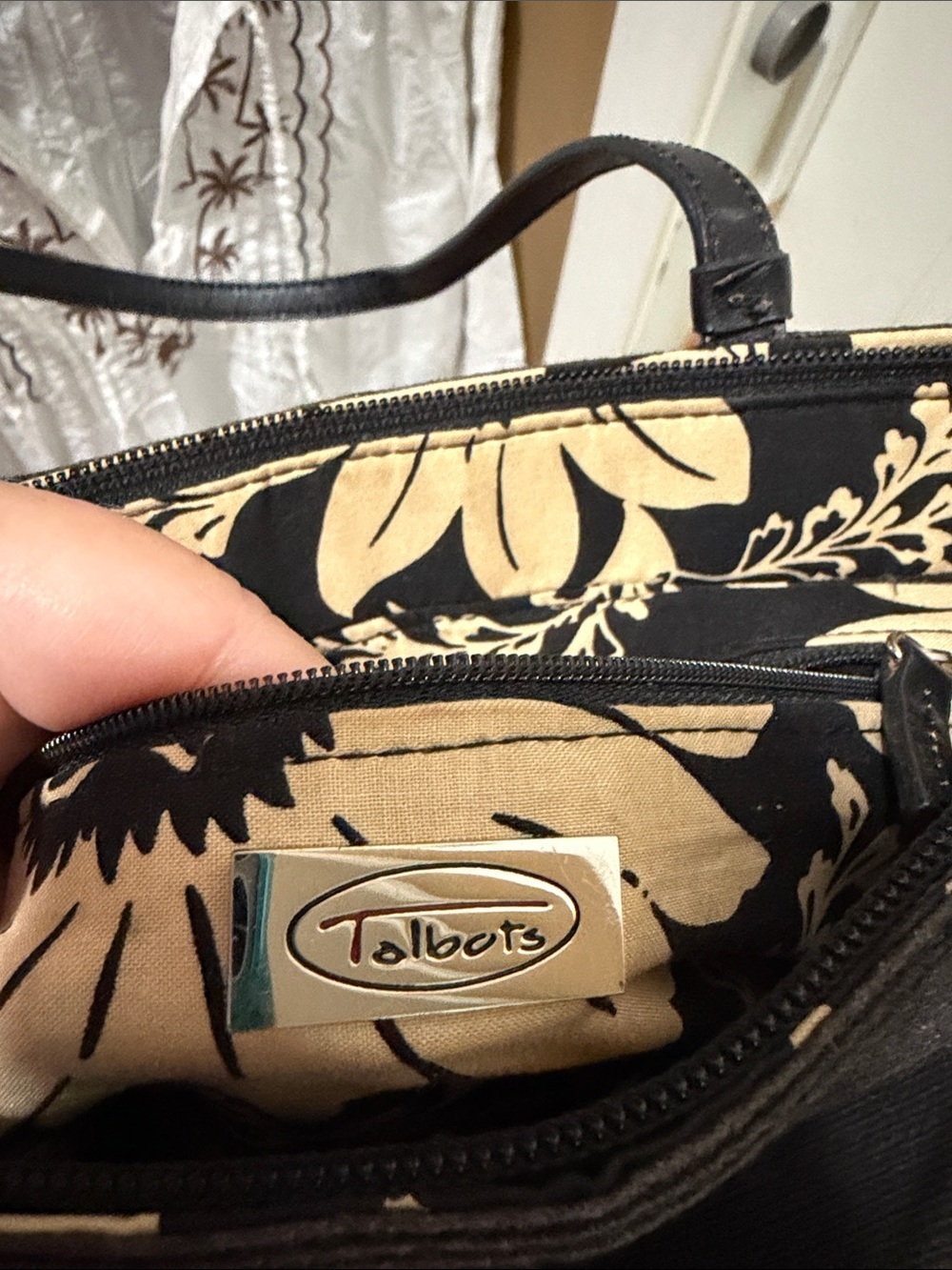 Talbots Black Woven Tote with Leather Straps - Picture 2 of 9